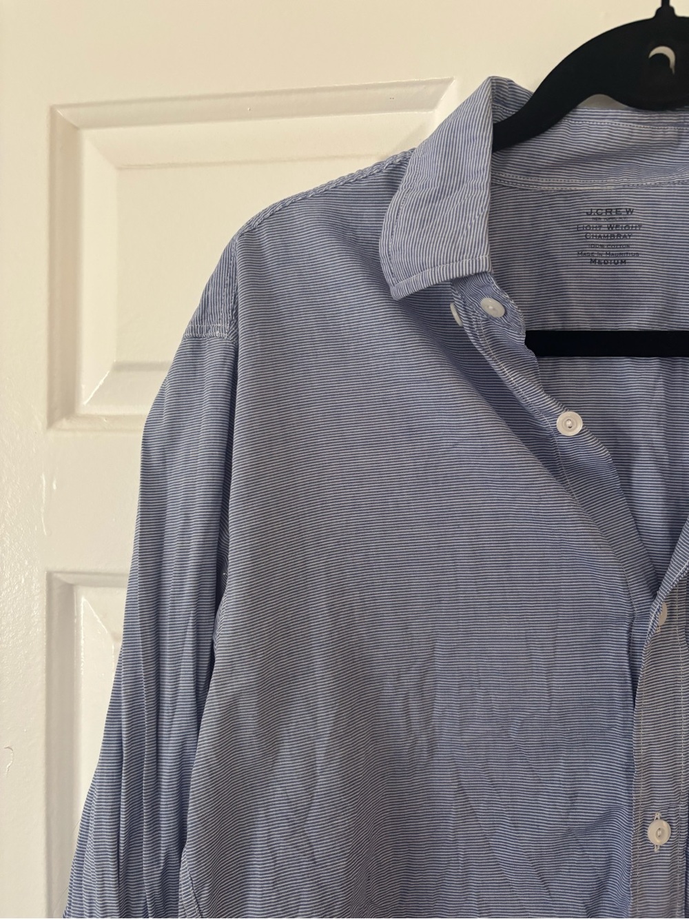 J. Crew Striped Light Blue Chambray Shirt - 100% Cotton - Size M - Picture 4 of 6